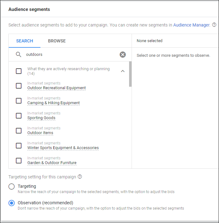 google ads audience setup